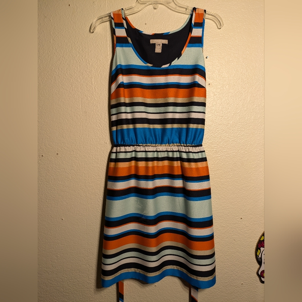 Striped Sleeveless Dress - Blue, Orange, Black